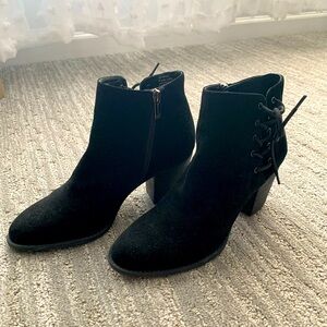 Black leather booties